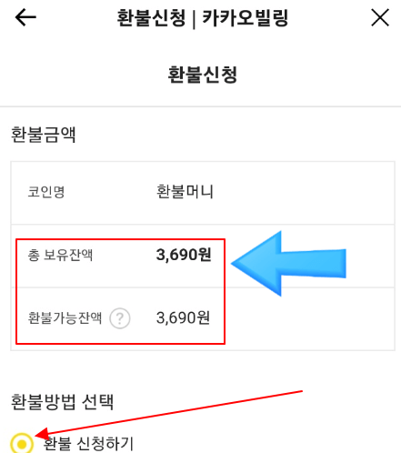 카카오환불머니